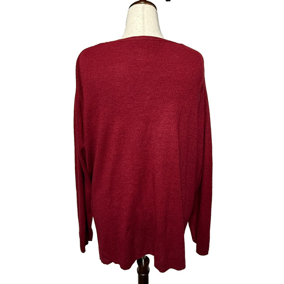 Maggie Barnes Cardigan Womens 3X Red Button Up Holiday Christmas Sweater Office - Picture 2 of 9